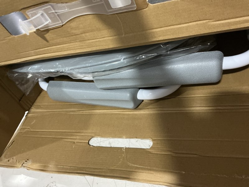 Condition photo showing As Is for medline 3-in-1 elongated bedside commode, portable toilet, sturdy, 16" to 22" seat height, 16.5" seat, 7.5 qt. bucket, 350-lb. capacity, steel elongated seat
