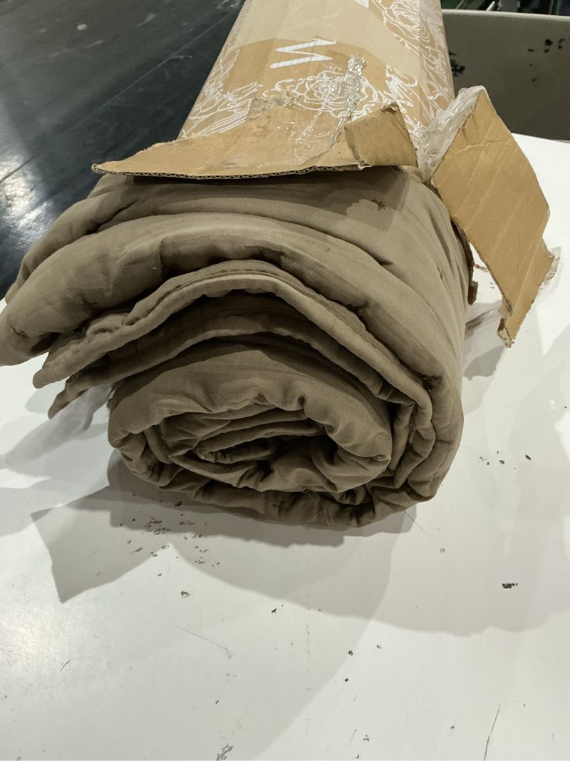 Condition photo showing As Is for unknown size. wdcozy brown quilted thin bedspread cover