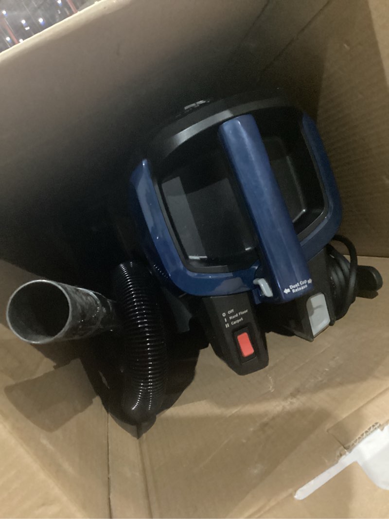 Condition photo showing As Is for shark nv151 navigator swivel pro complete upright vacuum with hepa filtration, swivel steering, pet power brush, crevice tool & upholstery tool, for pet hair & multi-surface cleaning, navy