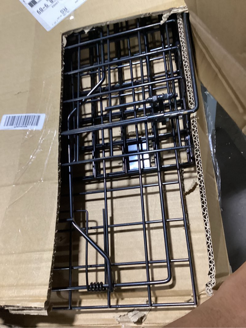 Condition photo showing As Is for humane large animal trap black 42 x 15.7 x 17.7 inch, easy to set & release animal trap cage, collapsible live traps for dogs, raccoons, foxes, coyotes