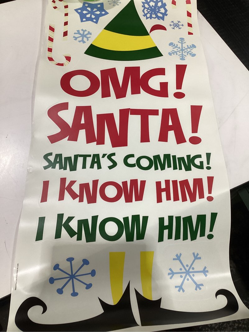 Condition photo showing Good Condition for Buddy The Elf Santa I Know Him Peel and Stick Wall Quote Decals By RoomMates, RMDM5551