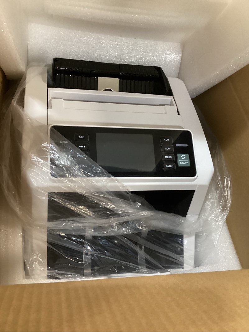 Condition photo showing Good Condition for MUNBYN IMC09 Mixed Denomination Money Counter Machine, Value Counting, UV/MG/IR/MT Bill Counter, 3.5" TFT Display Money Counting Machine, USD, EUR, MXN, CAD Cash Counter for Business (White)