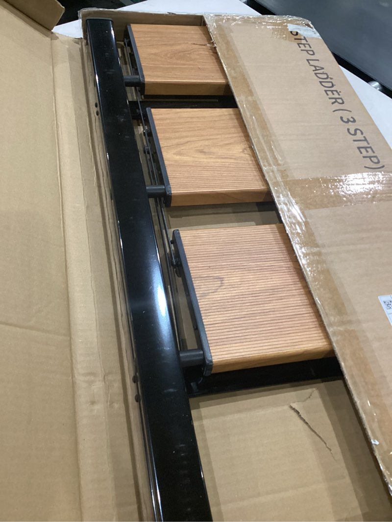 Condition photo showing Good Condition for taranta 3 step ladder,aluminum lightweight folding 3 step stool with anti-slip wide pedal, 330lbs capacity step ladder for household,kitchen,office - blackwoodgrain black&woodgrain 3 step