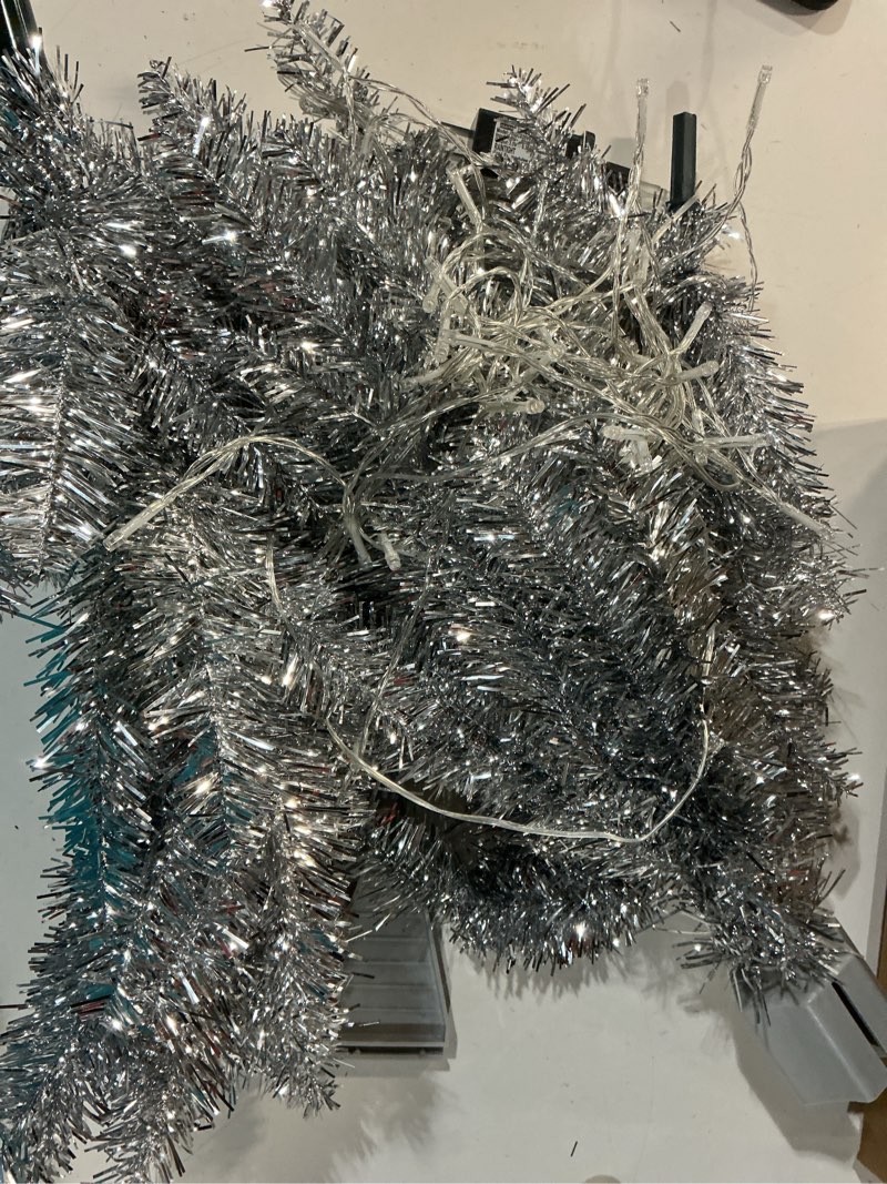 Condition photo showing As Is for santanelo 4ft lighted halloween black christmas tree, artificial christmas tree with lights,small snowy artificial xmas tree for home, mini table tree not pre lite,shops and holiday decoration