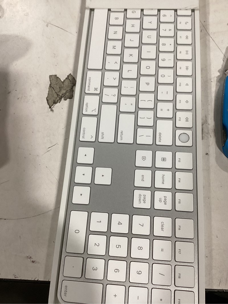 Condition photo showing As Is for Apple Magic Keyboard with Touch ID and Numeric Keypad for Mac Models with Apple Silicon - US English - White Keys, Bluetooth, Bluetooth USB-C White Keys