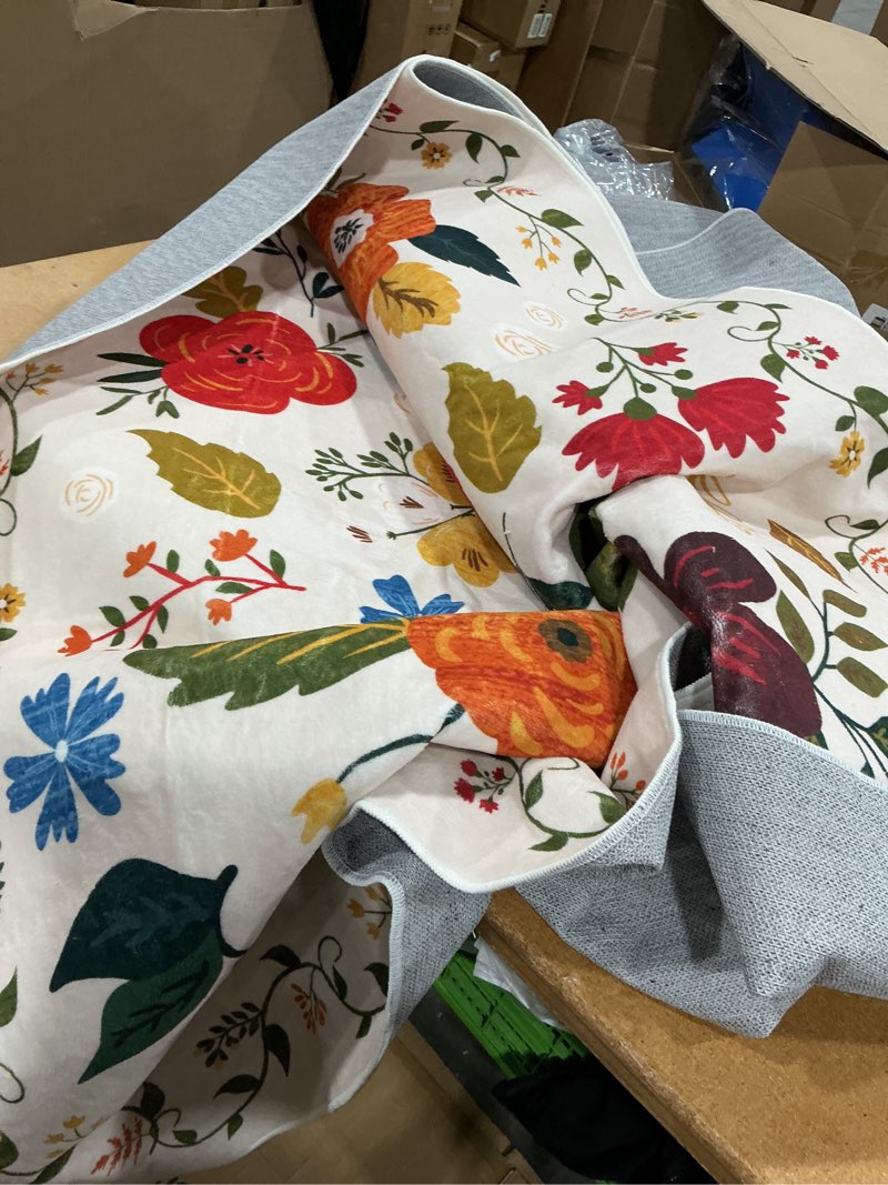 Condition photo showing Good Condition for u'artlines 6x9ft floral area rug, machine washable ultra soft low pile non slip non shedding accent floor carpet for living room, bedroom, dining room, office (beige) 6' x 9' (rectangular) beige?floral