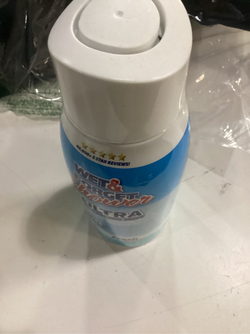 Condition photo showing New/Like New for wet & forget shower ultra cleaner mist fresh scent no-scrub weekly bathroom spray for fiberglass, tile, glass, grout & more, 1 spray and 1 refill, 20oz each