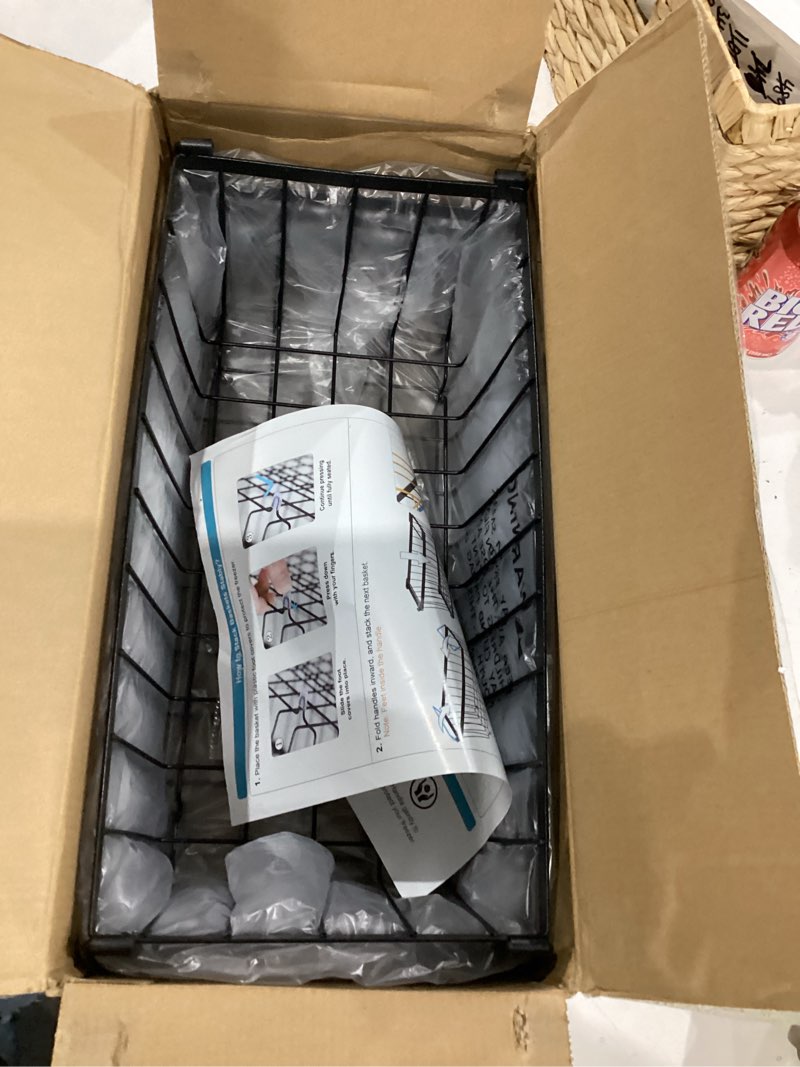 Condition photo showing New/Like New for iSPECLE Chest Freezer Organizer Bins - 4 Pack Small Stackable Freezer Organizer Bins for 5 to 7 Cu.FT Small Deep Freezer (14.7"L X 7.1"W X 6.1"H) Easy to Get Food from Bottom without Digging, Black 4-Black