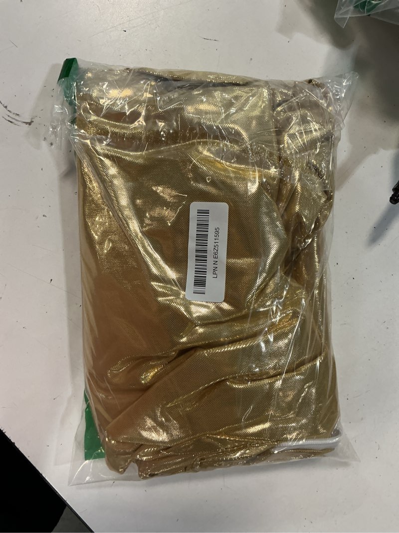 Condition photo showing As Is for gold shimmer arch backdrop cover 7.2ft,glitter spandex fitted chiara cover with zipper,thick soft stretchy sequin for wedding birthday party baby shower photo backdrop decoration 7.2ft gold