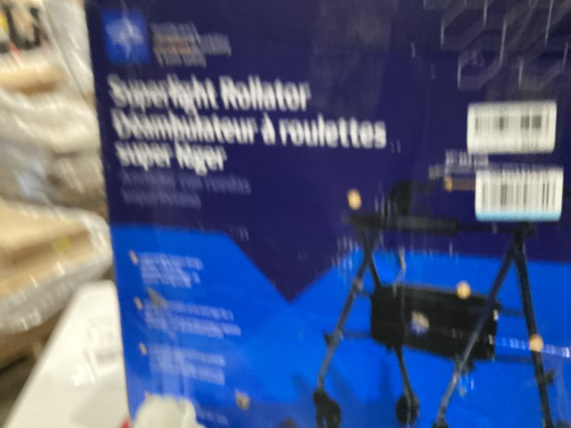 Condition photo showing New/Like New for Medline Superlight Folding Aluminum Mobility Rollator Walker, Smoky Blue, 250 lb. Weight Capacity, 6" Wheels, Adjustable Arms and Seat, Foldable Rolling Walker for Seniors Smokey Blue