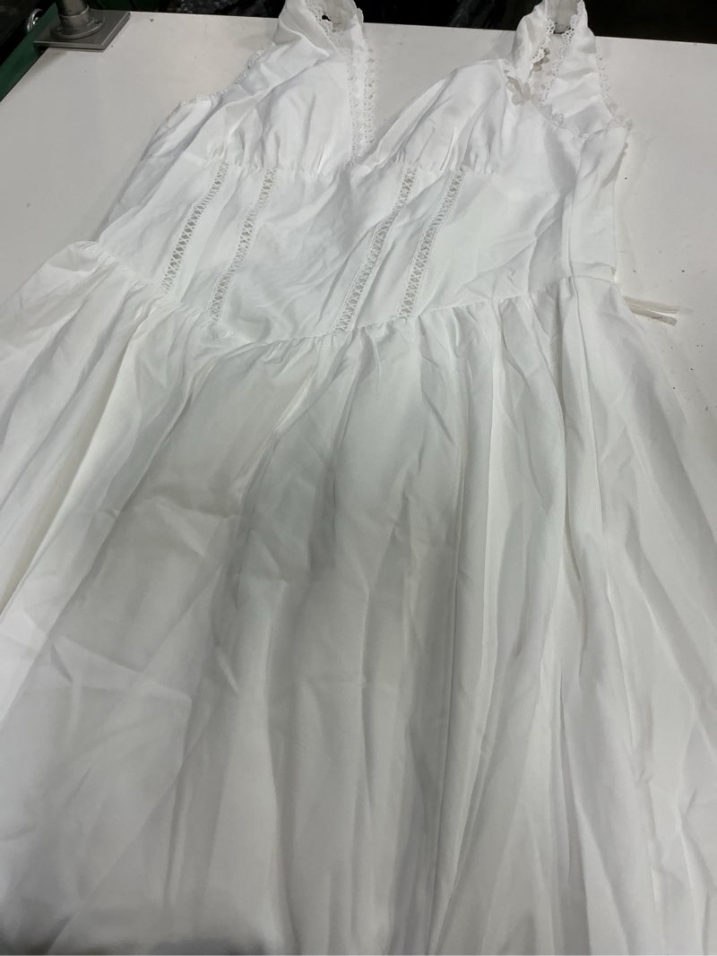 Condition photo showing Good Condition for kutumai floral corset midi dresses for women 2026 summer spring v neck lace up flowy wedding guest dress small white