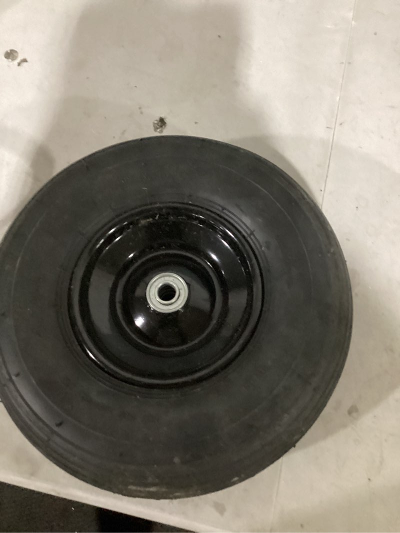 Condition photo showing As Is for wheelbarrow wheel