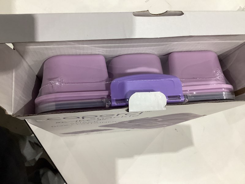 Condition photo showing New/Like New for Caperci Original Snackle Box Container - 10-Compartment Snack Divided Serving Tray with Lid & Handle, 2 Dressing Containers, Perfect for Picnic Party, Leak-Proof, Dishwasher Safe, BPA-Free (Orchid)