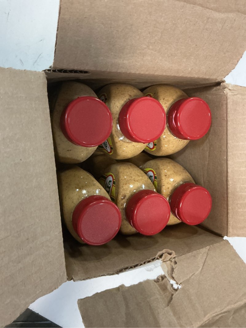 Condition photo showing New/Like New for ( bbd: 02/11/2028 ))nathan's spicy brown mustard with coney island heat 12 oz nathans 6 pcs