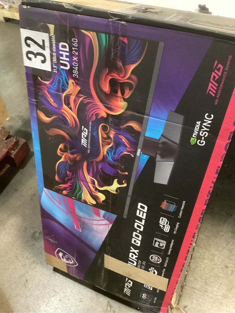 Condition photo showing Good Condition for msi mpg 321urx qd-oled, 32" 4k uhd quantum dot oled gaming monitor, 3840 x 2160, 0.03ms, 240hz, true black hdr 400, 90w usb type c, hdmi, dp port mpg 321urx qd-oled 32 inch 3840 x 2160 (4k) 240 hz