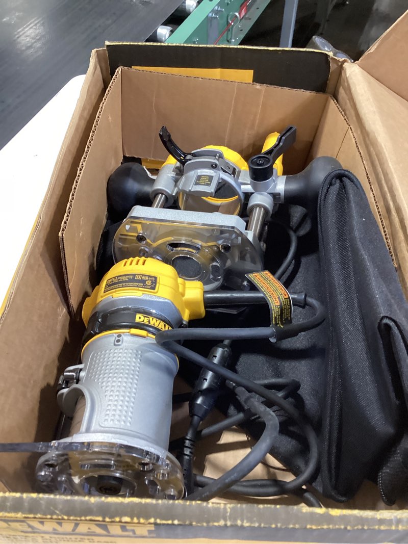 Condition photo showing As Is for dewalt router fixed/plunge base kit, variable speed, 1.25-hp max torque (dwp611pk) compact router