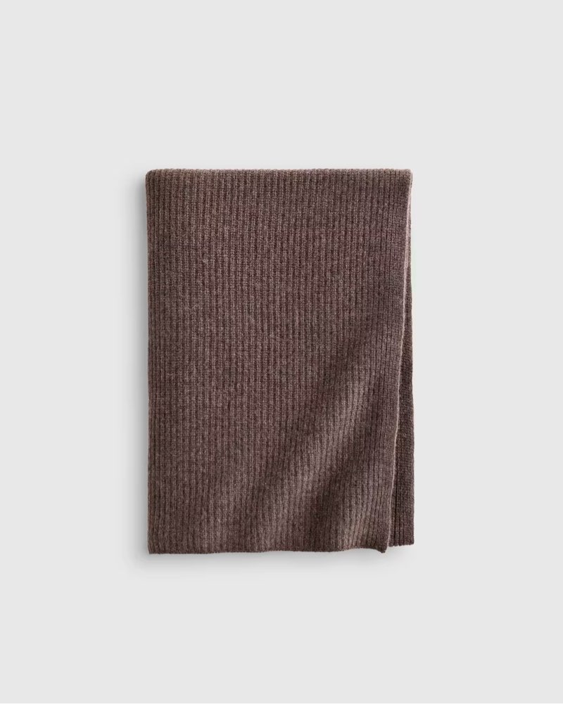 quince ribbed knit cashmere throw 50*70 color heather truffle brown