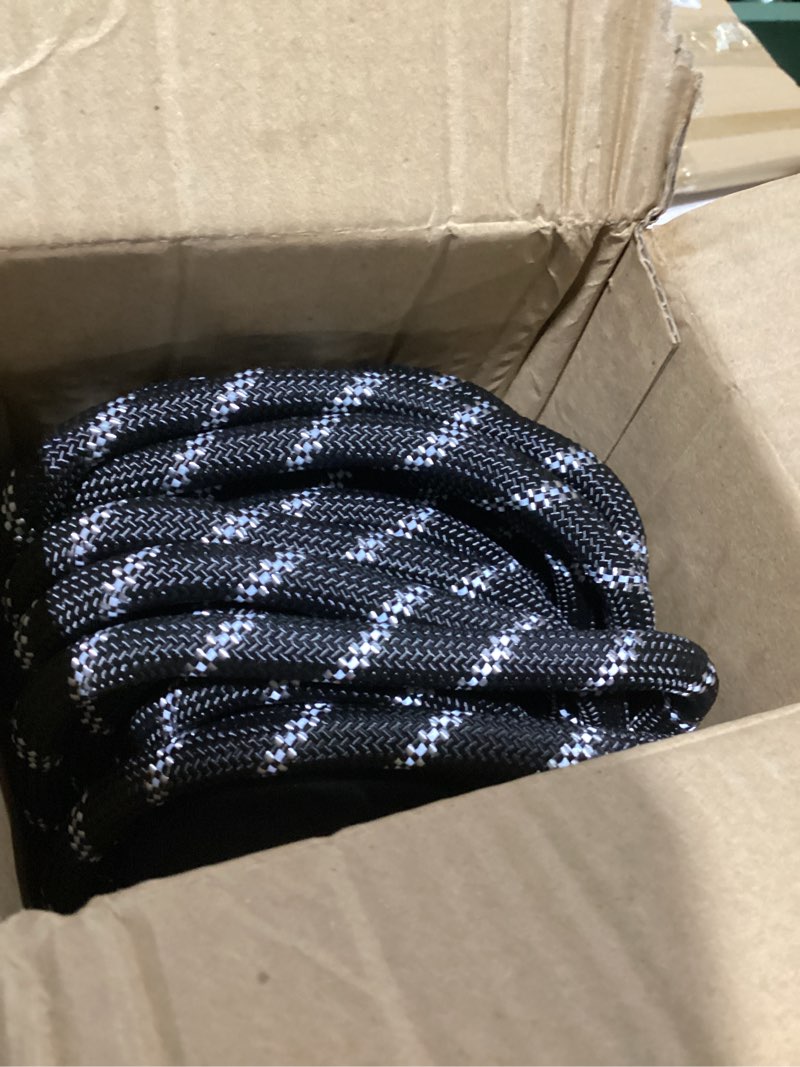 Condition photo showing New/Like New for long leash for dog training 100ft, reflective dog leash with lockable hook, heavy duty dog lead tie out rope for large medium small dogs outside walking, playing, camping, or yard black 100ft*3/8 inch black