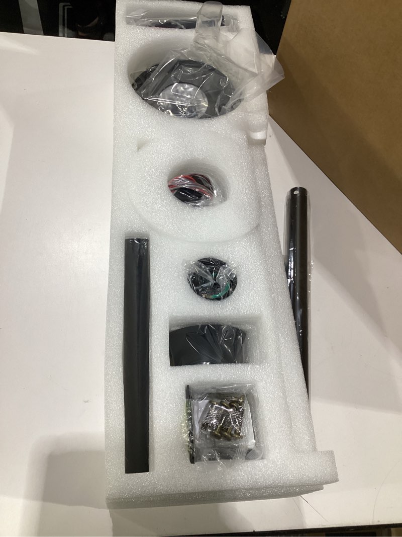 Condition photo showing Good Condition for 52 Inch Black Ceiling Fan No Light ?Wood Outdoor Ceiling Fans for Patios 3 Blade Propeller Reversible Modern Ceiling Fan Without Light for Living Room Bedroom with Remote 52inch Black Blades + Black Body