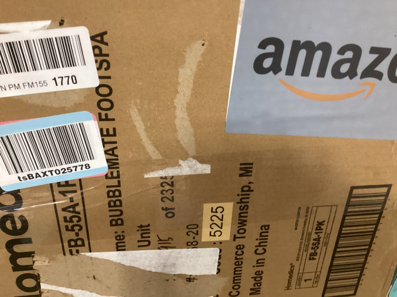 Condition photo showing Good Condition for homedics bubble mate foot spa, toe touch controlled foot bath with invigorating bubbles and splash proof, raised massage nodes and removable pumice stone