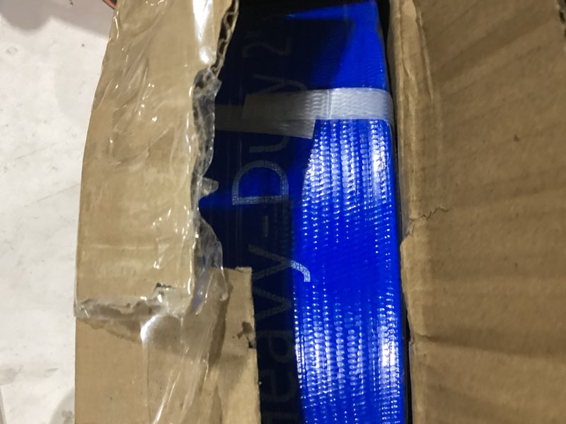 Condition photo showing As Is for 2" x 100ft pool backwash hose, heavy-duty pool hose, lay flat discharge hose, durable burst resistant, pool filter pump water drainage, sump pump discharge, with 2 clamps 2”*100ft