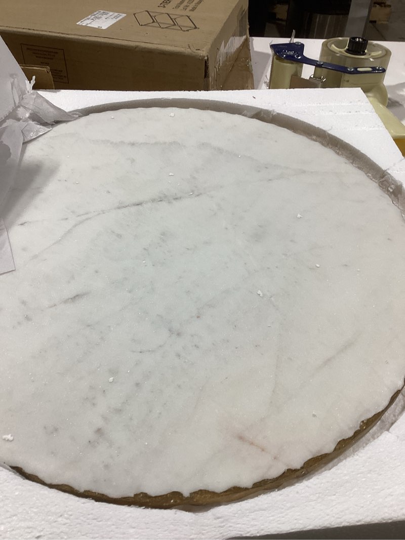 Condition photo showing Good Condition for Mud Pie 41140011 Marble Lazy Susan White, 16" dia