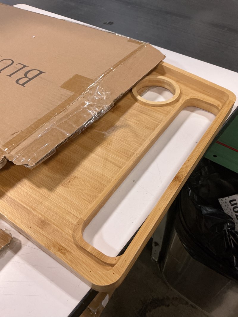 Condition photo showing Good Condition for medical king walker tray table with cup holder mobility table tray for folding walkers foldable, portable multipurpose bamboo tray for eating, crafts, laptops medical equipment accessories - 21x16"