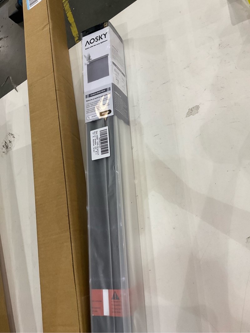 Condition photo showing New/Like New for AOSKY Blackout Roller Shades Cordless Blinds for Windows, Free-Stop Shades with Valance, Thermal Insulated Fabric, UV Protection, Natural Woven Blinds for Home and Office (35" W x 72" H, Heather Grey) Heather Grey 35"W x 72"H