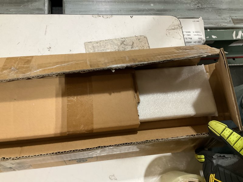Condition photo showing As Is for 4-in x 24-in quartz backsplash 4 inches x 24.125 inches quartz