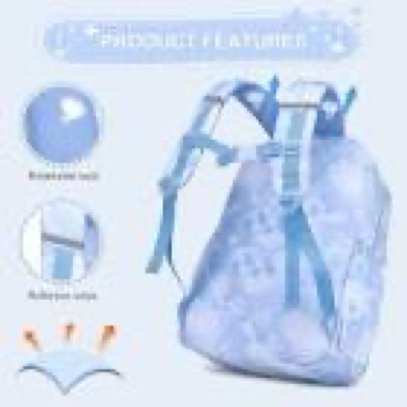 tinrbip kids backpack for girls, cute kawaii backpacks set with pencil bag, blue middle school & ele