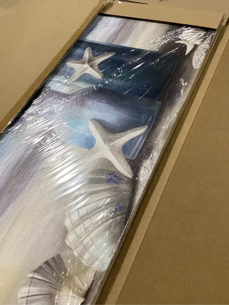 Condition photo showing Good Condition for Oil Painting Vase Canvas Wall Art Starfish with White Flower in Vintage Vase Ocean Coast Picture Poster Prints Painting Artwork Wall Decor for Bathroom Living Room Bedroom Office 24''L x 16''W 24"L x 16"W Oil painting vase