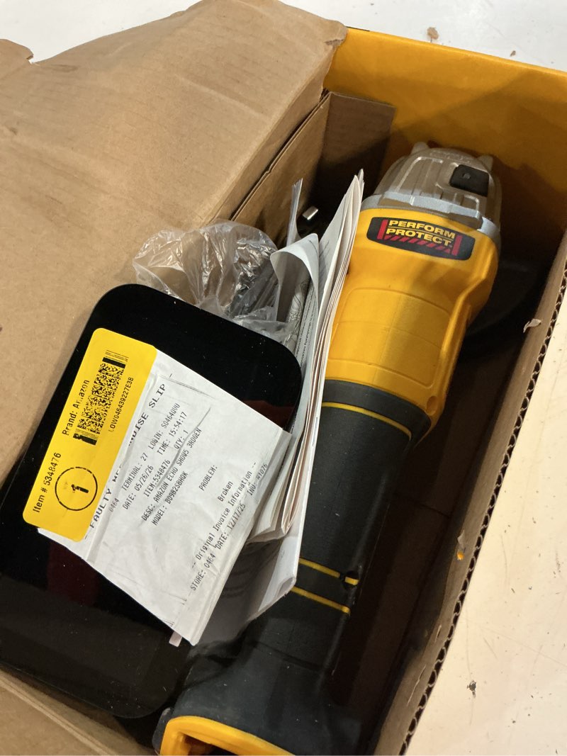 Condition photo showing As Is for dewalt 20v max cordless 4-1/2 in. angle grinder with brake tool only