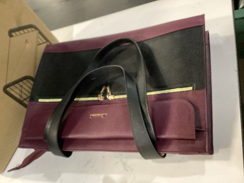 Condition photo showing New/Like New for lovevook laptop bag for women 15.6 inch tote work professional leather computer briefcase waterproof handbag shoulder large capacity business teacher office crossbody purse 15.6 inch black/purple-1