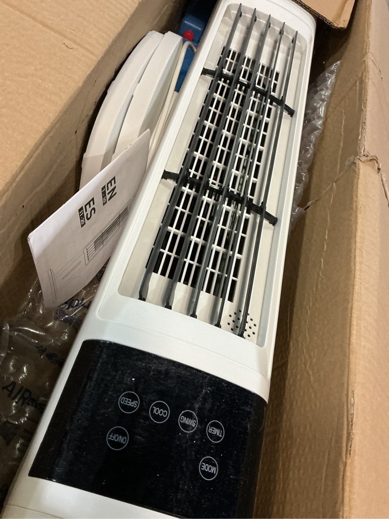 Condition photo showing Good Condition for evaporative air cooler, 3-in-1 portable air conditioners for room, 4 modes 3 speeds, fast cooling portable ac unit/24h timer, remote oscillating tower fan, quiet swamp cooler for bedroom office white