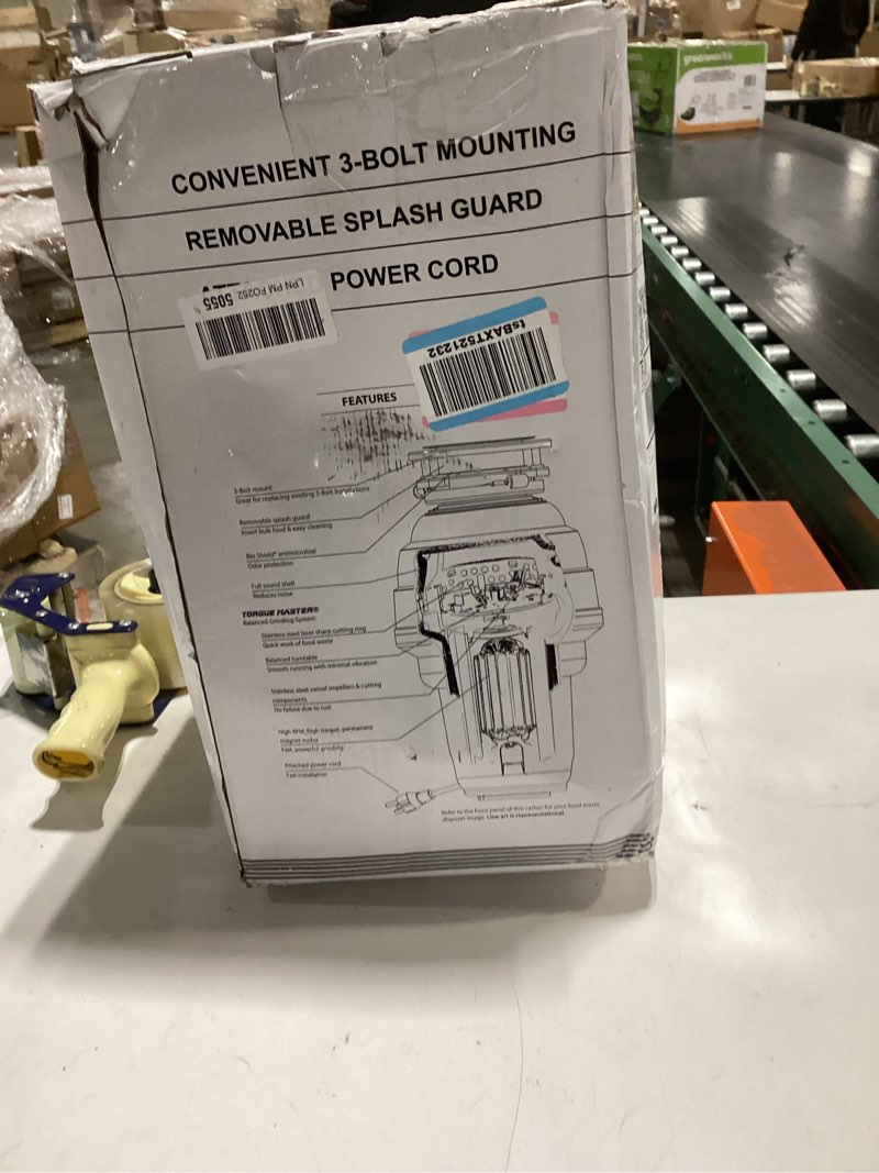 Condition photo showing New/Like New for Waste Maid 10-US-WM-658-3B Garbage Disposal Anti-Jam Stainless Steel Food Waste Grinding System, 1-1/4 HP Premium, Black 1-1/4 HP Premium Grinding System