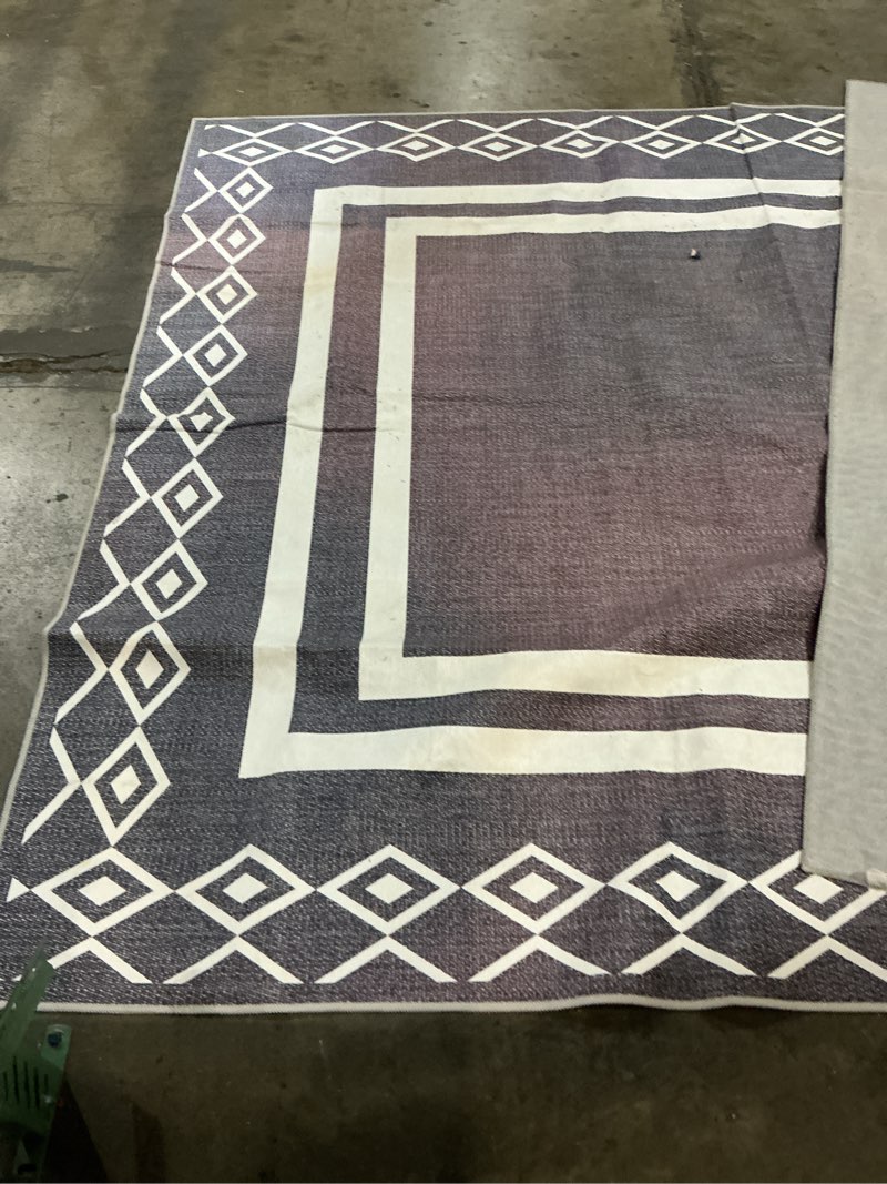 Condition photo showing As Is for outdoor patio rug, outside rectangular carpet, moroccan geometric rugs, washable large indoor outdoor rug 8x10 mats for rv, picnic, backyard, deck, balcony, porch, beach khaki 8x10 feet