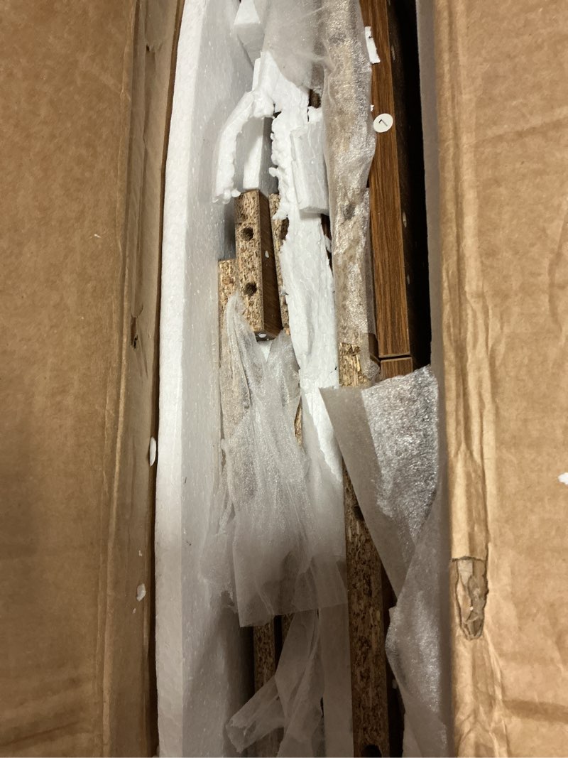 Condition photo showing As Is for Shoe Storage Cabinet with 2 Flip Drawers, 23.6"(W) Freestanding Shoe Organizer with Metal Handles for Entryway, Narrow Shoe Rack Cabinet Walnut 23.6"W