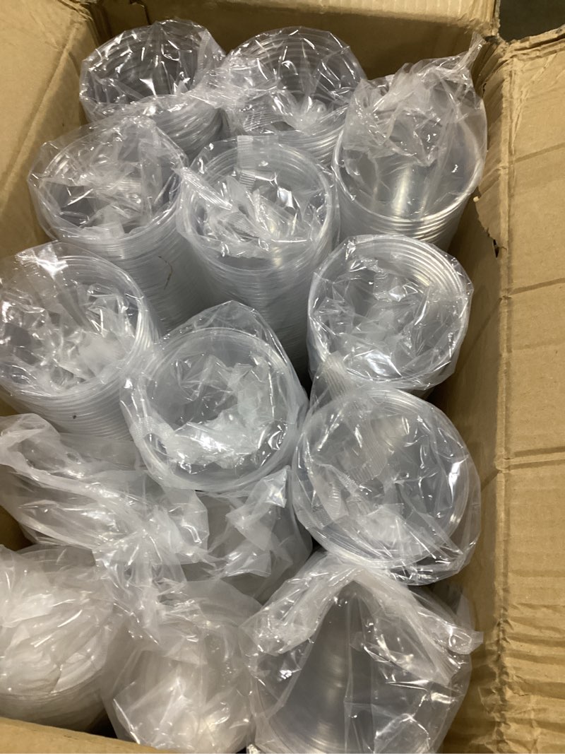 Condition photo showing New/Like New for JOLLY CHEF 500 Pack 20 oz Clear Plastic Cups with Flat Lids, Disposable Iced Coffee Cups, Premium Crystal Smoothie Cup for Party, Cold Drinks, Juice, Wedding, Christmas, Birthday, Halloween, Party Clear 20oz-500count