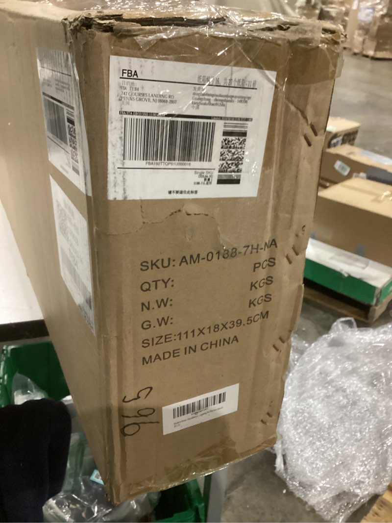 Condition photo showing As Is for Modern linear chandeliers for dining room,7 Lights Glass Globe sputnik ceiling light fixture 41" Mid Century black and gold chandelier (Large Long Pendant Hanging Lighting for Kitchen Island) 7-light