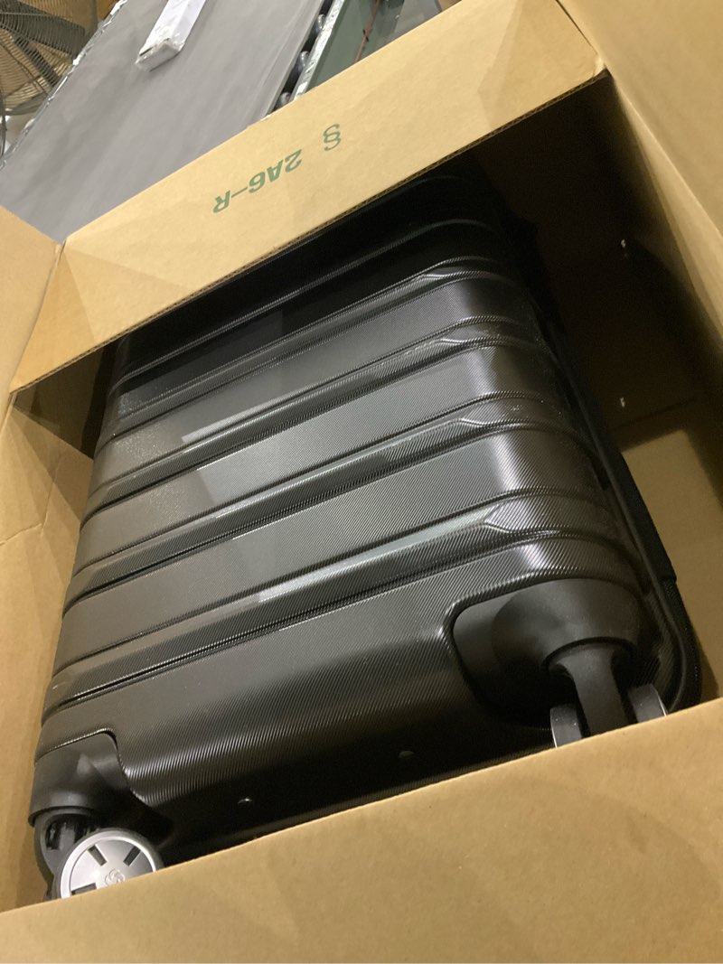 Condition photo showing As Is for samsonite omni 2 international carry-on luggage with 360° spinner wheels - scratch resistant hardshell - tsa, airline-approved - expandable polycarbonate shell for lightweight travel - midnight black carry-on spinner midnight black