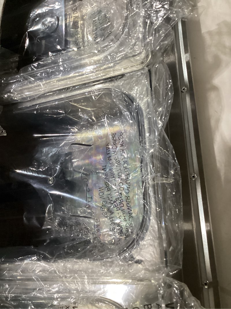 Condition photo showing As Is for Proctor Silex Buffet Server & Food Warmer, Adjustable Heat, for Parties, Holidays and Entertaining, Three 2.5 Quart Oven-Safe Chafing Dish Set, Stainless Steel