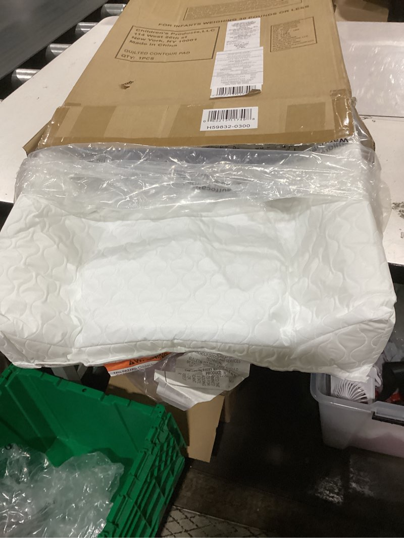 Condition photo showing Good Condition for delta children crib and changer changing pad and plush cover - works with crib and changers - machine washable cover. waterproof, white