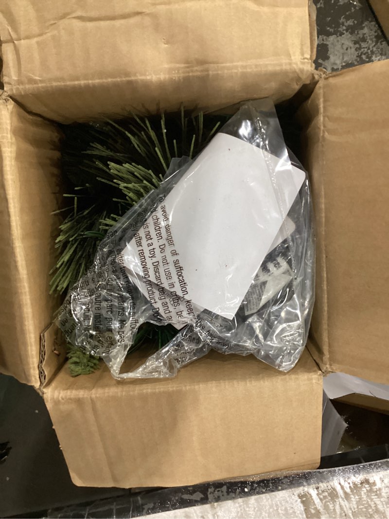 Condition photo showing New/Like New for National Tree Company 9 ft Pre-Lit Carolina Pine Artificial Christmas Garland, Christmas Decoration with Pinecones, 100 Warm White LED Lights, 240 Tips, Timer, Green Battery Operated Tree