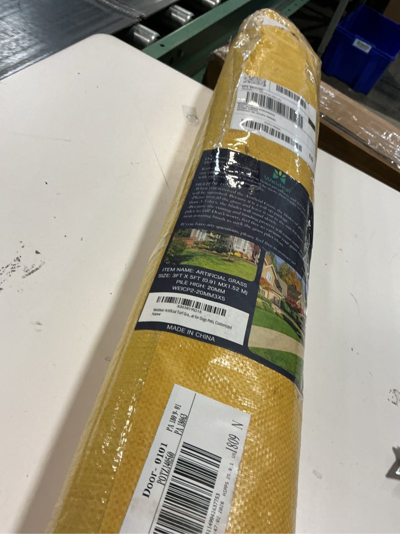 Condition photo showing New/Like New for weidear artificial turf grass 3 ft x 5 ft, realistic fake grass rug with drainage holes, 20mm indoor outdoor lawn grass landscape for backyard patio, synthetic grass mat for dogs pets, customized 3ftx5ft