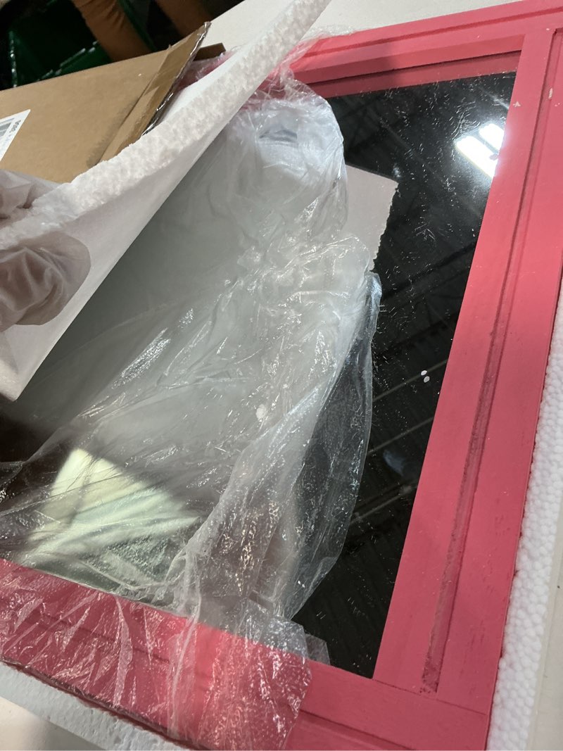 Condition photo showing Good Condition for Oak Wood Effect Framed Wall Mirror, 16x20 Rectangle Mirror, 1/8" Anti-desilvering Tempered Glass, Sustainable&Sturdy Frame, Anti-Rust, HD Reflection &3min Fast Setup for Bathroom Living Room Oak Wood 20"L x 16"W