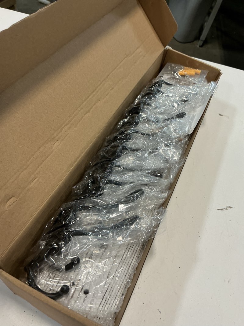 Condition photo showing Good Condition for 2pcs Coat Rack Wall Mount Wooden Hat Rack for Wall Hooks Pine Real Wood Plank 16.9" Old White Coat Hanger with 5 Black Triple Hooks for Hanging Coat Hat Jacket 2 Items-5 Hooks Old White Plate & Black Hook