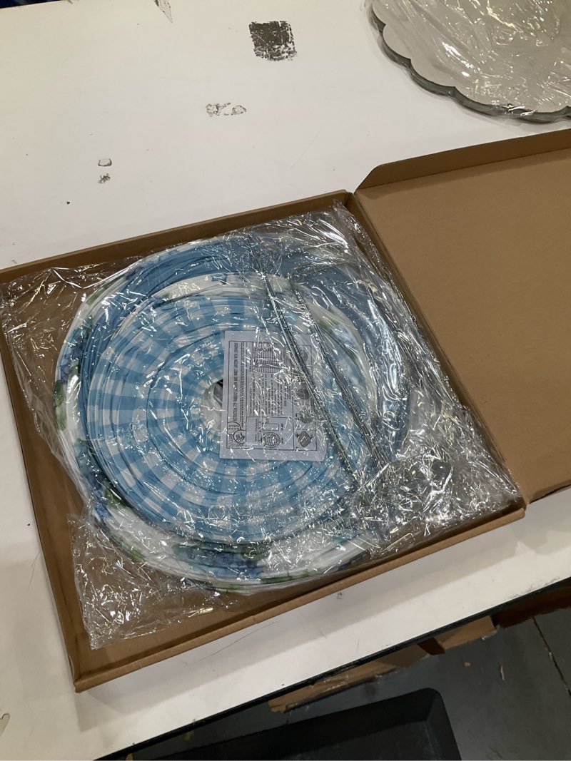 Condition photo showing Good Condition for 12 pcs hydrangea plaid paper lanterns 8" 10" 12" blue white floral chinese lanterns for summer birthday wedding baby shower garden tea party decorations 12/10/8inch blue