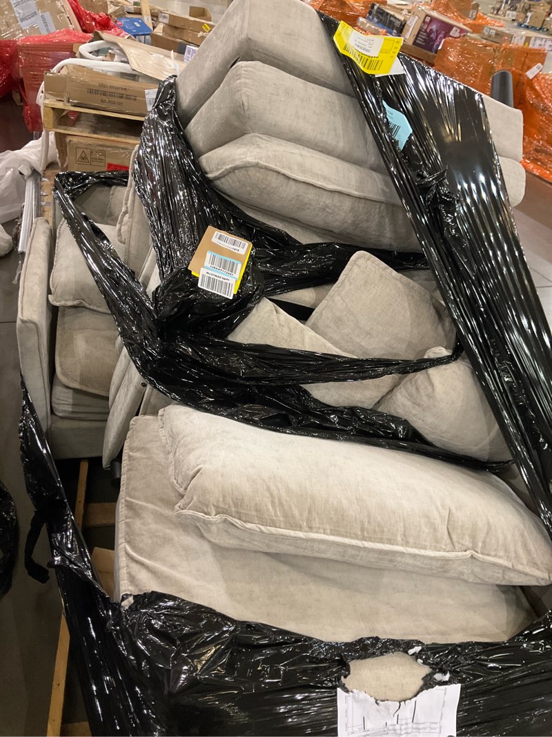 Condition photo showing As Is for Vesgantti 108" Modular Sectional Sofa, Comfy Cloud Couch with Movable Ottoman Deep Seat Chenille L Shaped Modular Sofa, Sectional Couches for Living Room, Bedroom and Apartment, Light Brown Chenille - Light Brown 3 Seater & 1 Ottoman-108" L