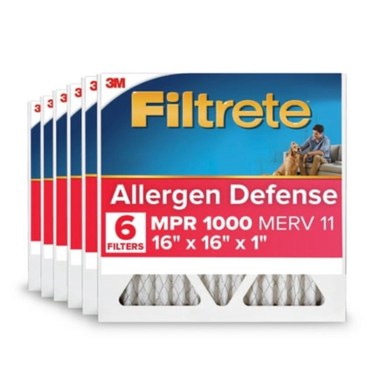 filtrete 16x16x1 hvac furnace air filter  mpr 1000 merv 11  allergen defense  6 pack