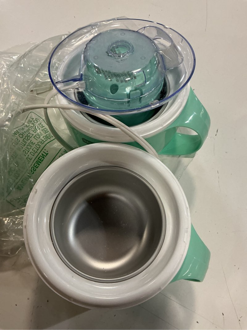 Condition photo showing Good Condition for dash my mug ice cream maker - makes single serving of gelato, frozen yogurt, sorbet & more - easy to clean & use - aqua, 2 bowls aqua 2 bowls